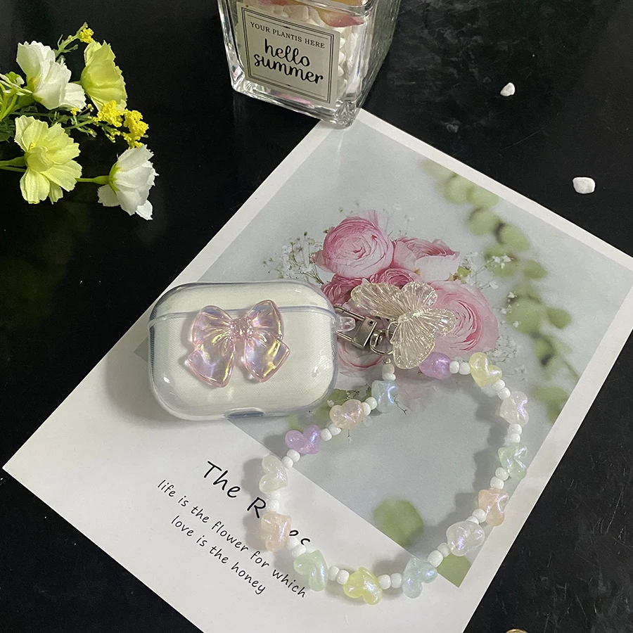 ل Realme براعم Air5 برو غطاء لطيف الحبل حالة سيليكون سماعة شفافة غطاء حقيبة مع المفاتيح القلب حقيبة