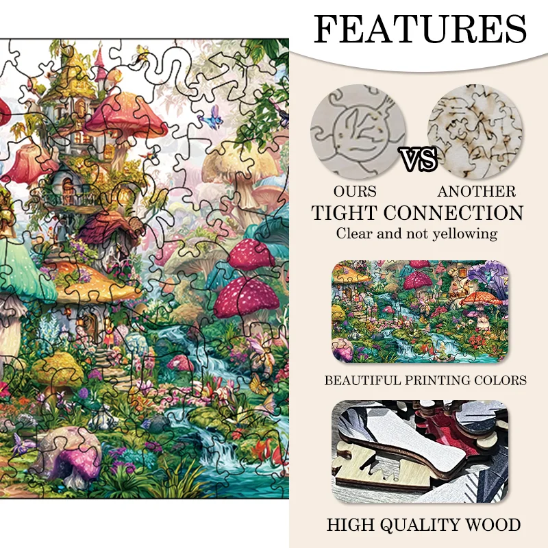 Sprookje Mushroom House Houten puzzel leuk en educatief spelspeelgoed