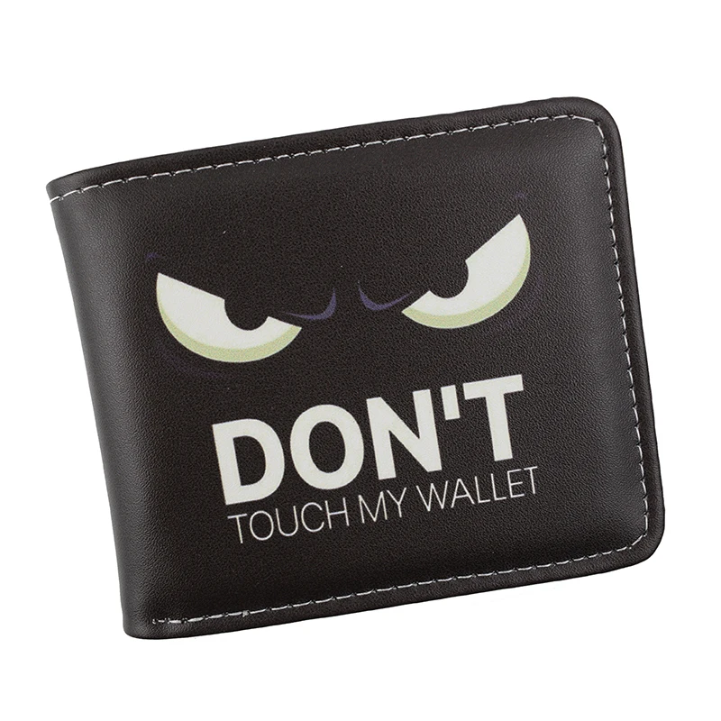 Diseño lindo con estampado de letras NO TOUCH MY WALLET con monedero corto con bolsillo para monedas