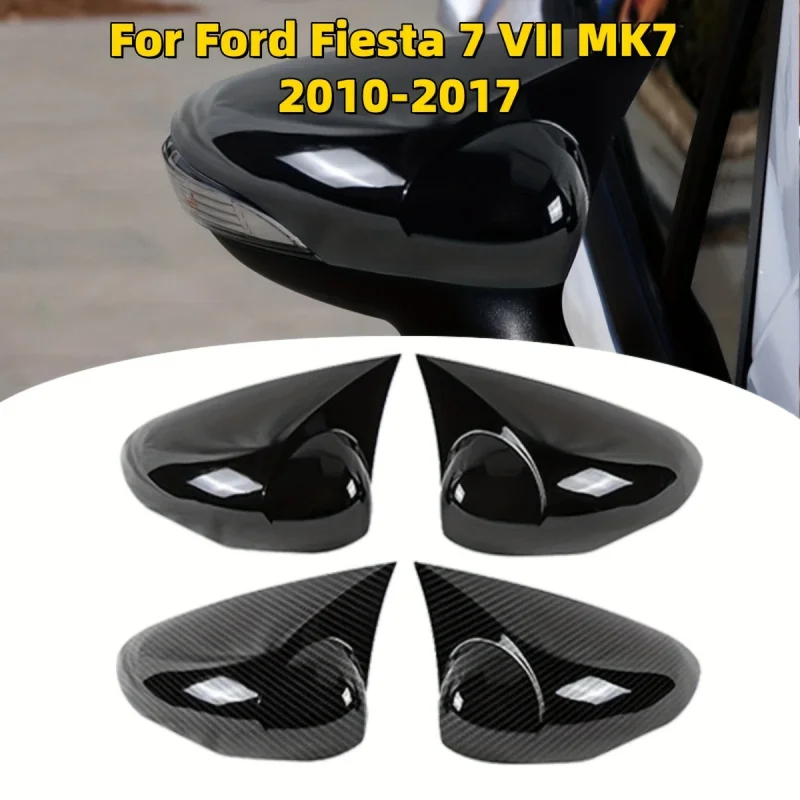 

2pcs M Style Side Mirror Cover Caps for Ford Fiesta MK7 2010-2017 - ABS Plastic Gloss Black Carbon Look, Scratch-Resistant Prot