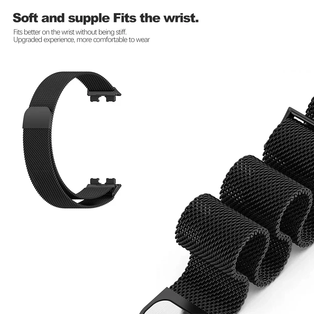 Mewhot Milanaise-Armband für Huawei Band 10 9 8 Smartwatch Magnetisches Armband Metall Edelstahl-Armband für Huawei Band10 9 8 – Detail 8