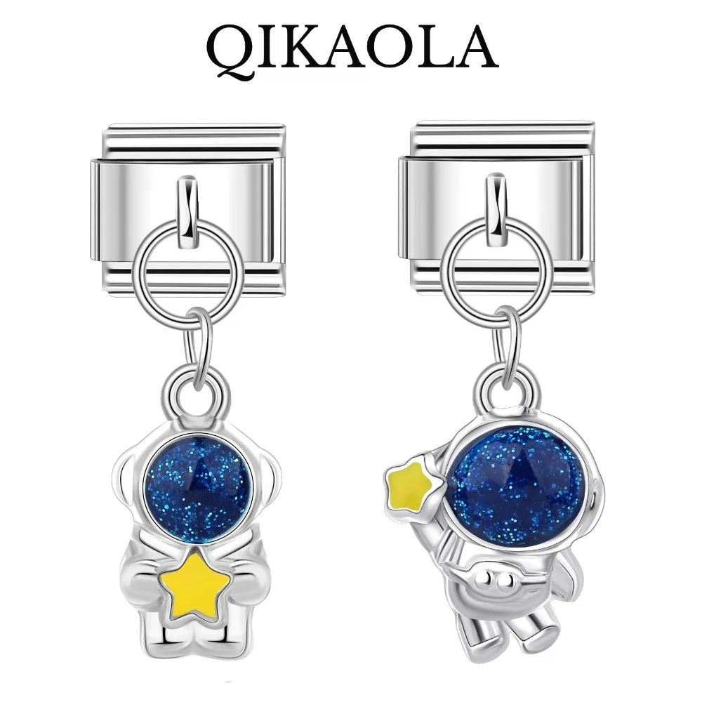 1pc Zarte Goldene Stern Astronaut Baumeln Charms Für 9mm Edelstahl Armband Diy Schmuck Machen Beste Geschenk
