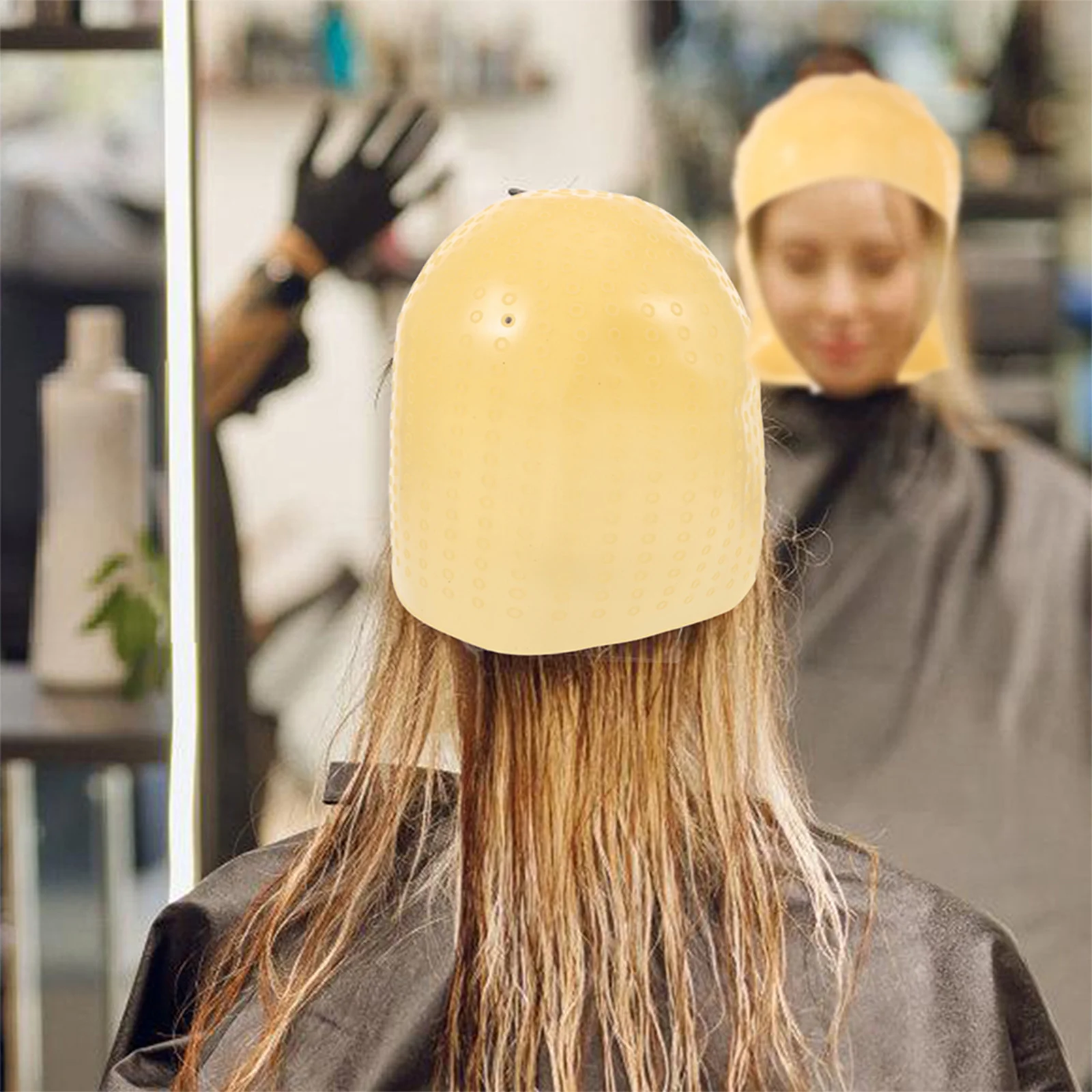 

2pcs Silicone Hair Coloring Cap Reusable Dye Hat Pre-Punched Holes For At-Home Highlighting Pull-Through Streaking Kit