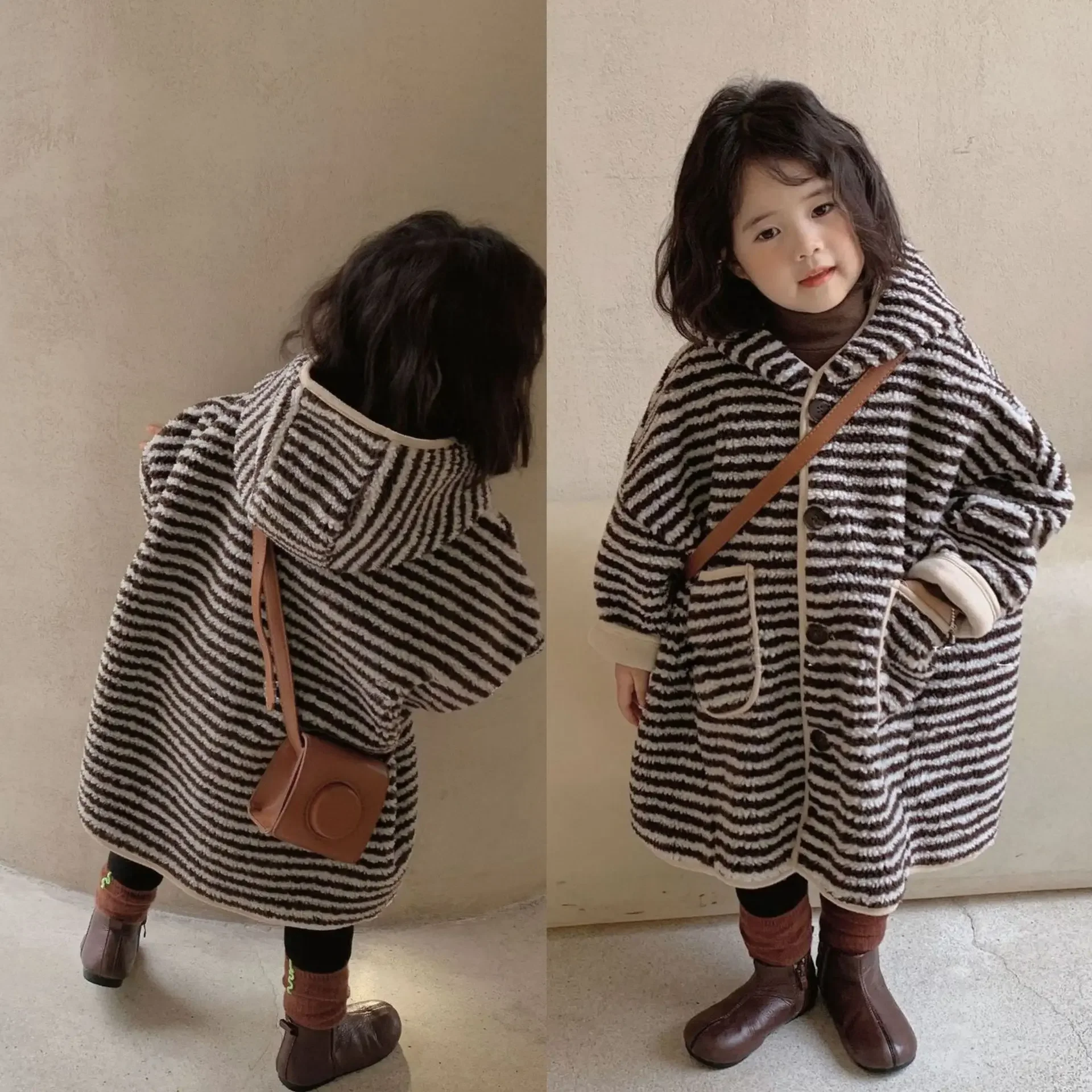 Children\'s Coats Striped Hoodie Kids Jackets for Girls Baby Girl Winter Clothes Girls Coat Winter Jacket Kids Girl