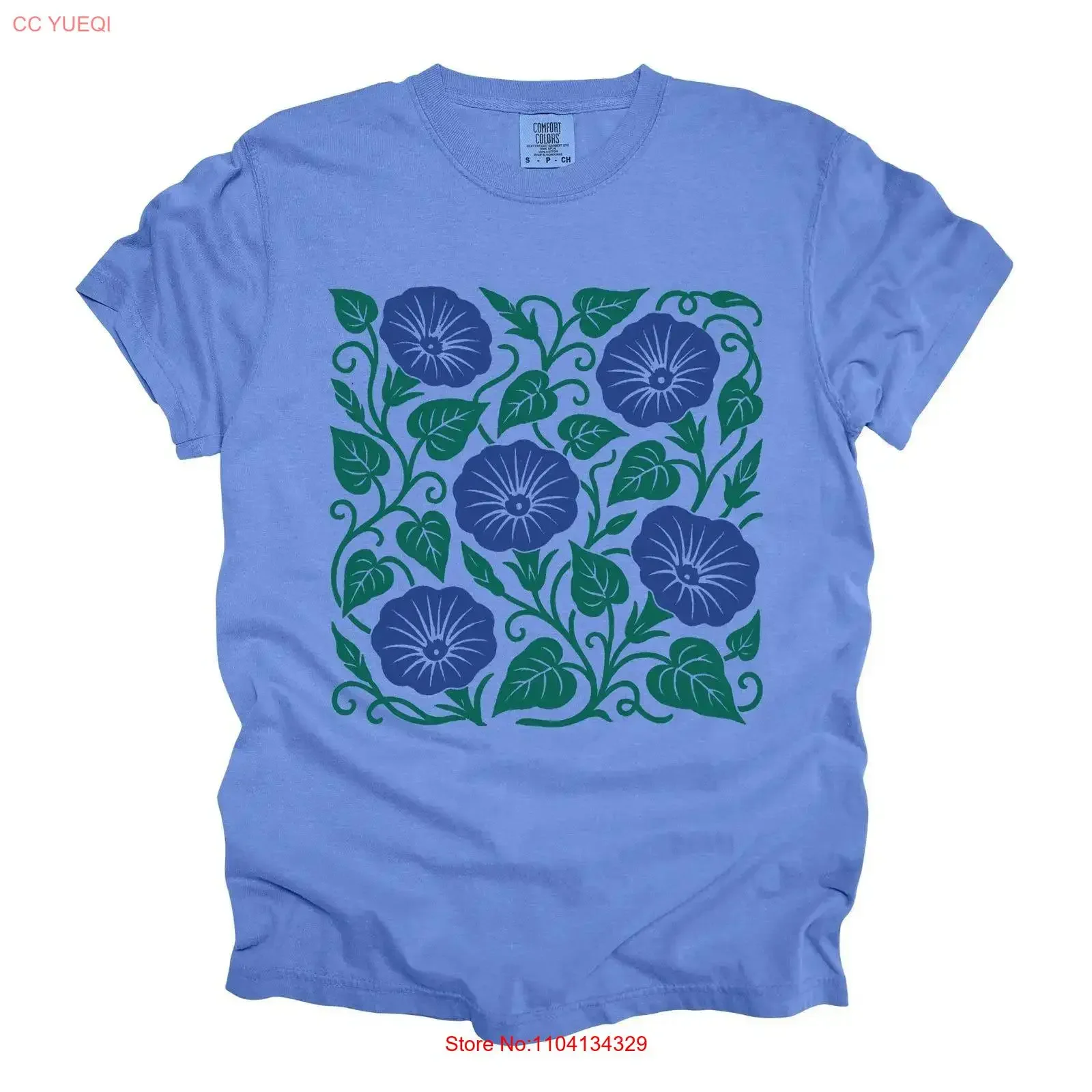Morning Glory T Shirt Glories Boho Botanicals Block Print Flower Market September Birth vintage Washed graphic Slightly