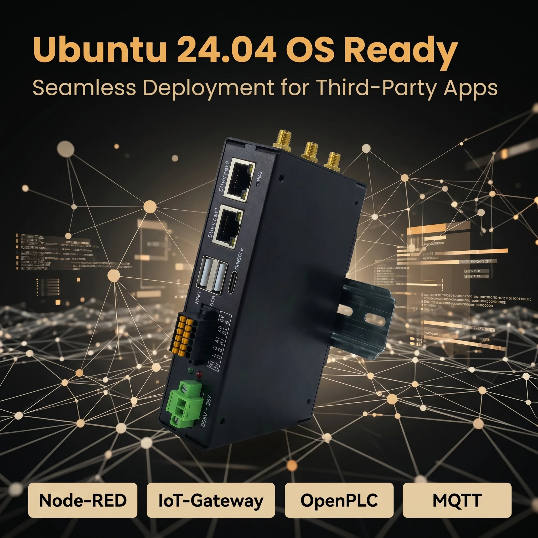 TM-CP2B Ubuntu24.04 오픈소스 4G-LTE Modbus TCP/IP RS485 CANFD GPIO 이더넷 DIN 레일 IoT 산업용 게이트웨이 (…
