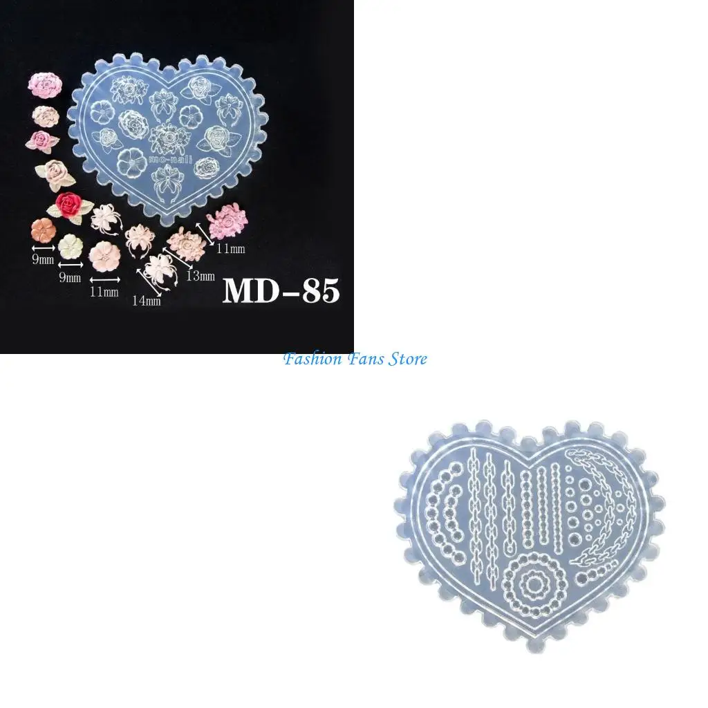 

Форма для дизайна ногтей с жемчугом и цветком, силиконовая форма для резьбы, акриловый УФ-гель для дизайна ногтей, форма, для