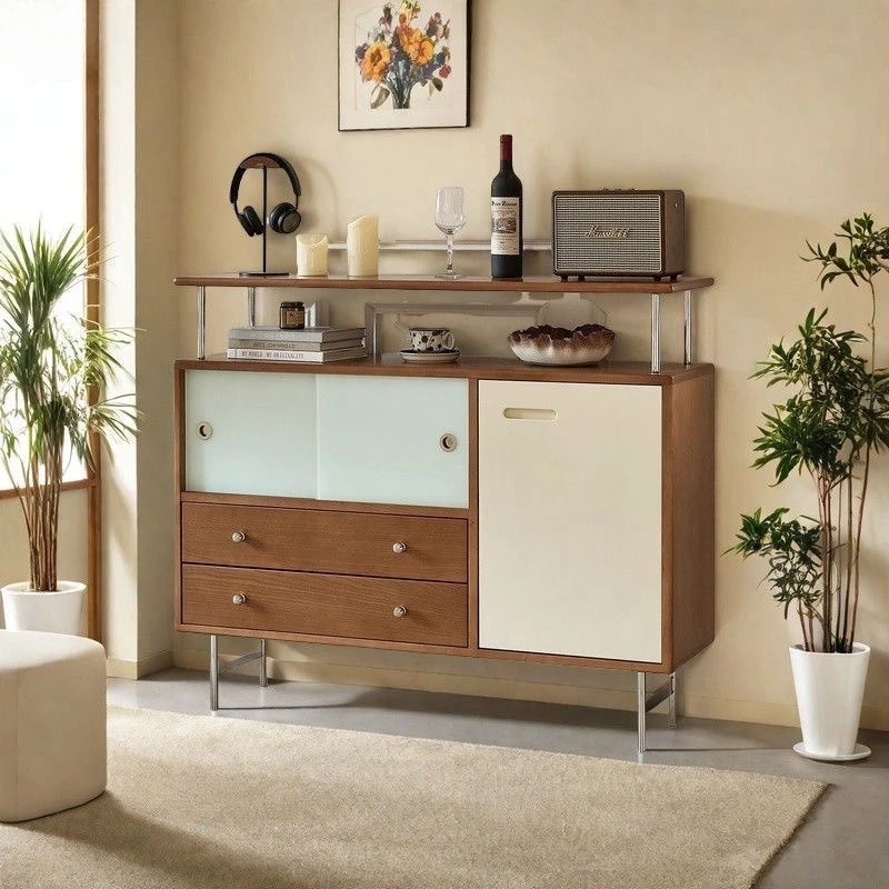 

TV cabinet simple living room antique style wall integrated locker color matching creative storage cabinet retro cabinet