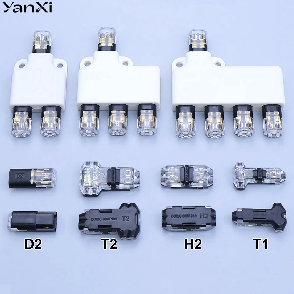 D2/T2/T1/H2 Kabelverbinder-Set, Splitter-Box-Verbinder für Audio, Auto, Motorrad, Beleuchtungssystem, 18-22AWG LED-Streifenkabel