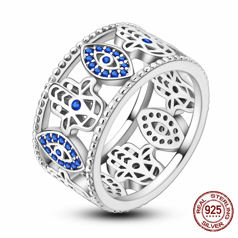 

925 Sterling Silver Eyes And Palms Rings For Women Original Engagement Wedding Ring Luxury Jewelry
