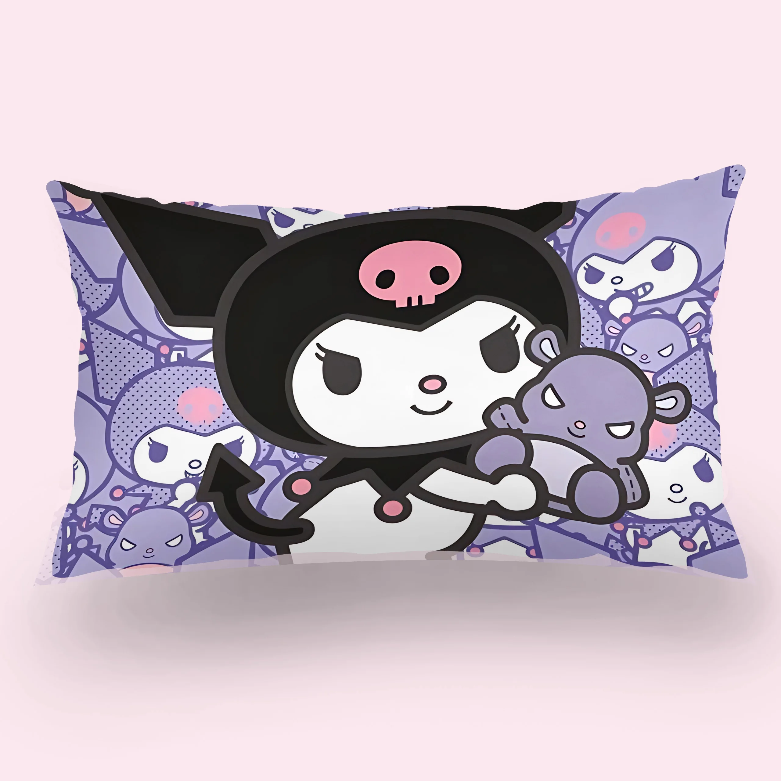 Cartoon Sanrios Kuromi Double-sided Printing Rectangle Pillow Case Bedside Pillowcase Sofa Cushion Cover Room Home Decoration