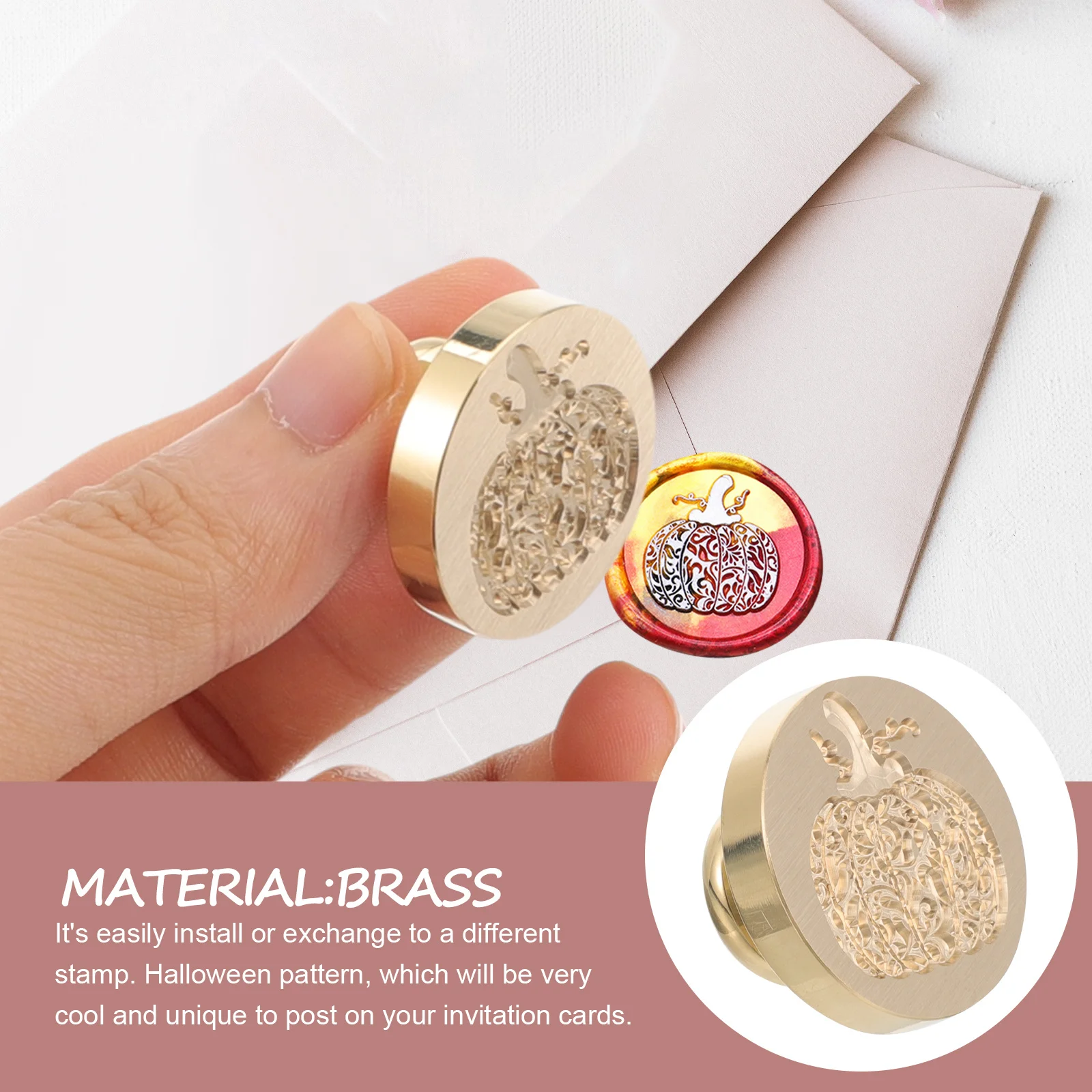 Brass Wax Seal Halloween Pumpkin Pattern Letter Head For Envelope Diy Craft Decoration Sealing