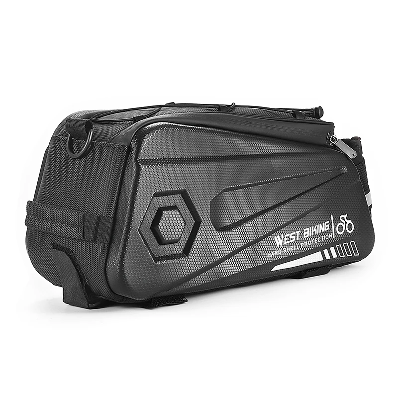 AliExpress West Biking WEST BIKING Hard Shell Pannier Large Capacity Reflective Super Waterproof Rear Seat Rack Bag Travel Bag MTB Bike Accessories