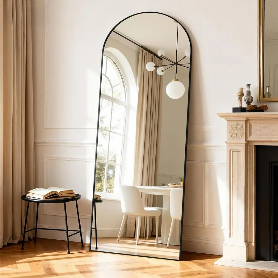 

Arched Full Length Mirror, 71 x26 Large Floor Mirrors, for Wall Door Bedroom Bathroom Living Room Black