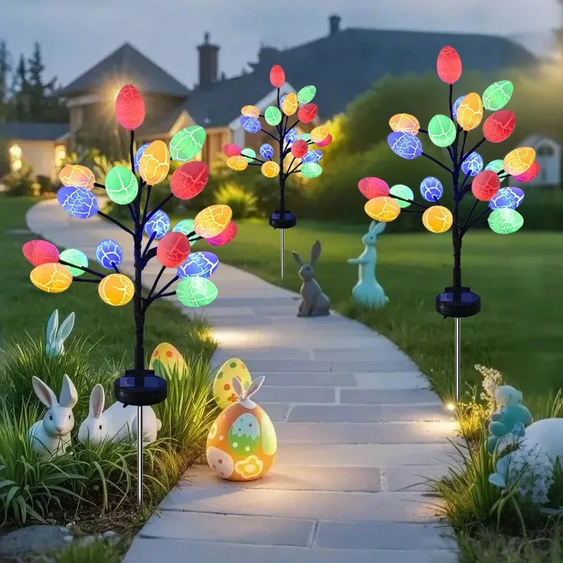 Solar Easter Cracked Egg Light LED Landscape Atmosphere Light Outdoor Waterproof Courtyard Garden Decoration Festival Light