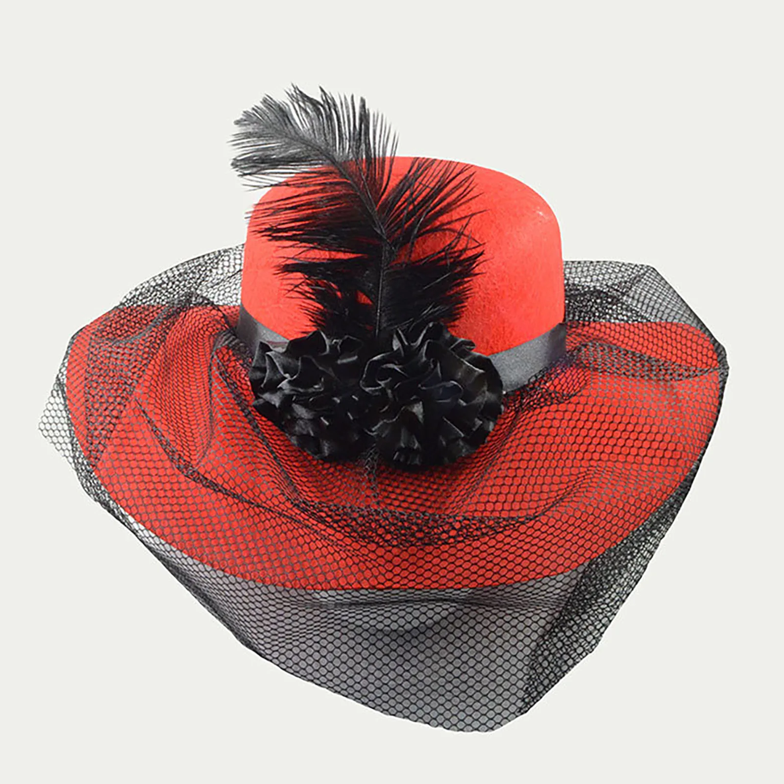 Sombreros fascinadores para mujer, sombreros de plumas de malla, sombrero de Organza Fedora de ala ancha grande, sombrero de Iglesia, boda, Kentuckes, Derbe