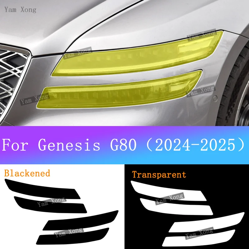

For Genesis G80 2025 2024 Car Exterior Headlight Transparent Anti-Scratch Film Black Headlight Protective Film GOLDEN Refit