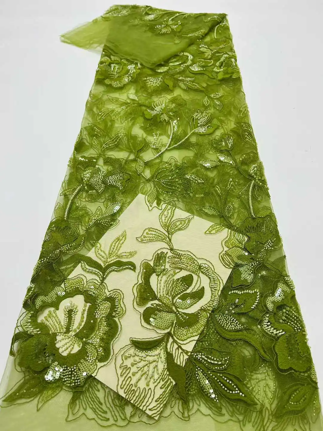 2025 جديد الترتر الأفريقي مطرز أقمشة الدانتيل شمسيّة دانتيل عالية الجودة النيجيري الفرنسية تول أقمشة الدانتيل لخياطة فستان حفلات الزفاف #4