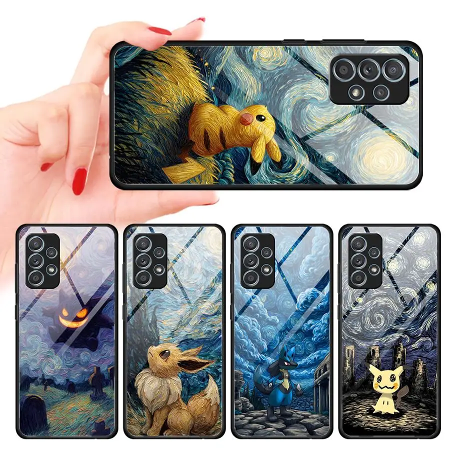 Glas-Hülle für Samsung Galaxy A36 A06 A32 A14 A56 A55 A24 A23 A26 A15 73 A54 A25 A16 A34 A13 Handyhülle A05 A04 Lustige Pokemon