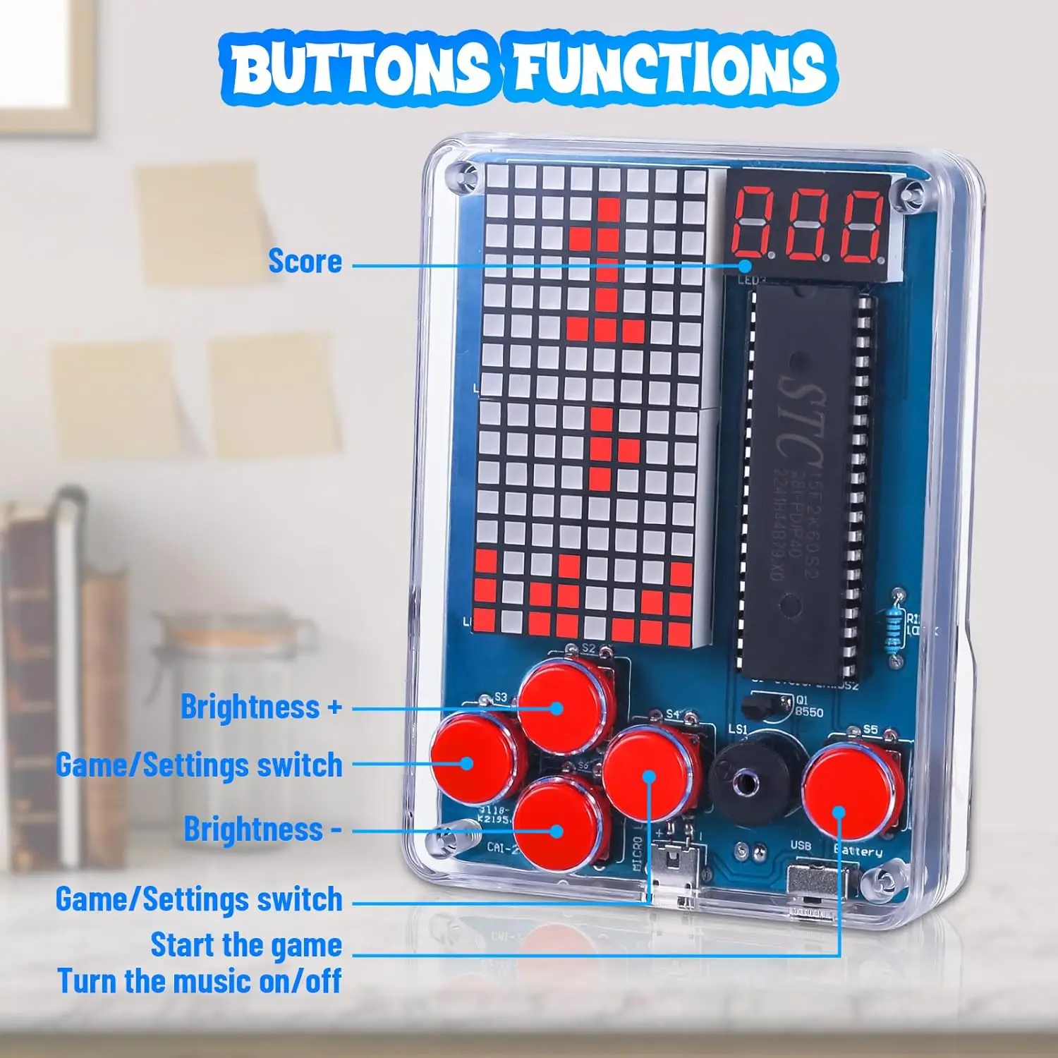 DIY Electronic Game Kit Soldering Project Learning with Four Retro Games Brightness Adjustable Music Switch for STEM High School