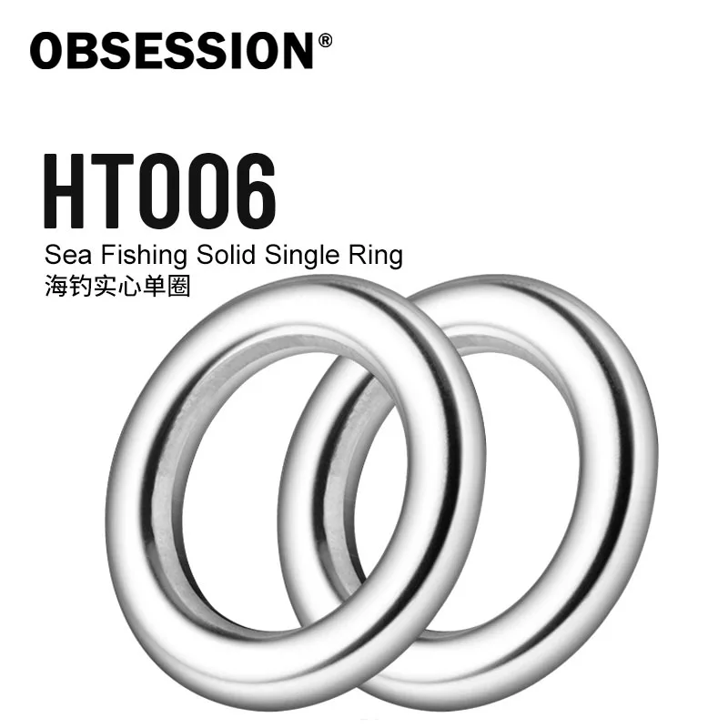 OBSESSION HT006 200pcs/bag Saltwater Fishing Solid Ring Heavy Duty Lures Ring Stainless Steel Snap Ring Fishing Tackle Connector