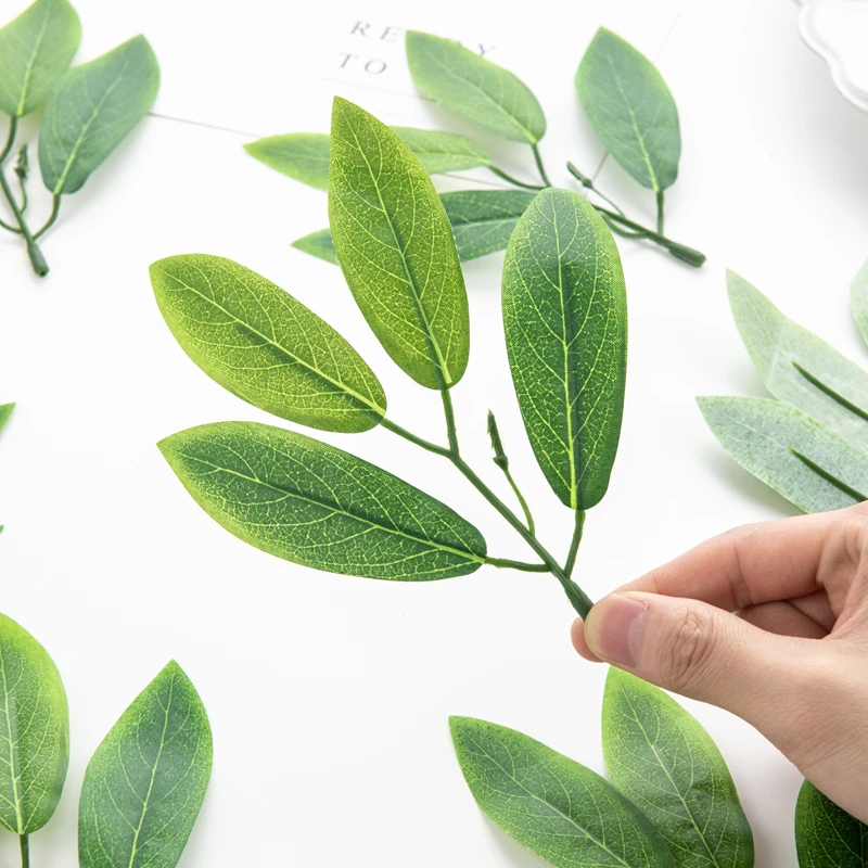 50/100 Stück künstliche Pflanzen, grüne Seide, Oleander-Blätter für Hochzeit, Girlande, Weihnachten, Heimdekoration, DIY-Süßigkeitsbox, Sammelalbum – Detail 9