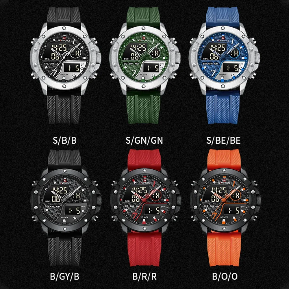 2024 NAVIFORCE Military Men Sports Army Watches Fashion Big Dial Analog Digital Quartz Waterproof Men\'s Wrist Watch for Man