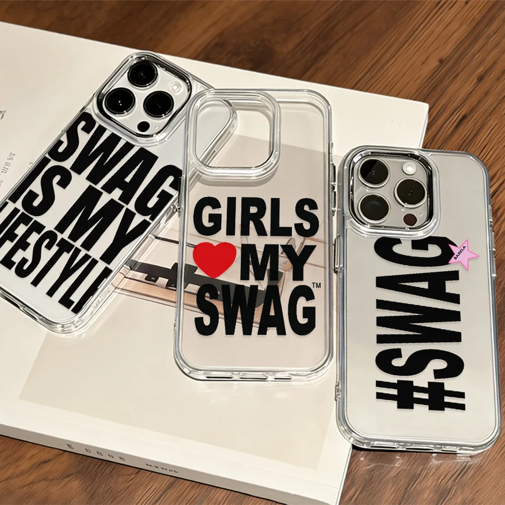 Heiß begehrte Handyhülle mit 'GIRLS LOVE MY SWAG' Motiv für iPhone 17, 16e, 16, 15, 14, 13, 12, 11 Mini, Pro, Max, X, XR, XS Max, 8, 7, Air, Plus – Transparente Schutzhülle