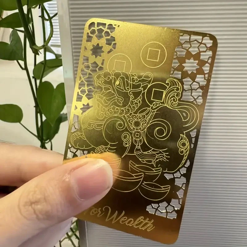 تعويذة الثروة فنغشوي بطاقة ذهبية تميمة الازدهار الصينية مع Pixiu جذب حماية الثروة فنغ شوي ديكور المنزل/المكتب