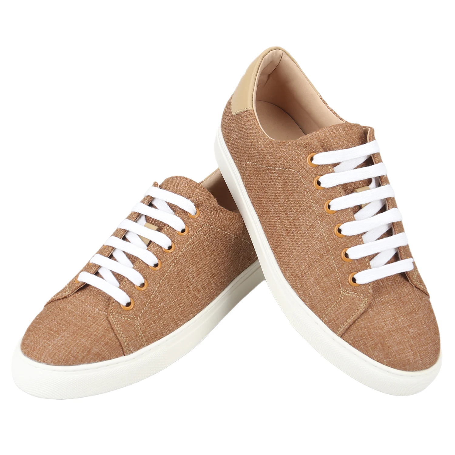 Piergitar 2026 Four Seasons Style Luxury Linen Lace-Up Sneakers Handmade Men's Casual Shoes Height-Increasing Rubber Outsole