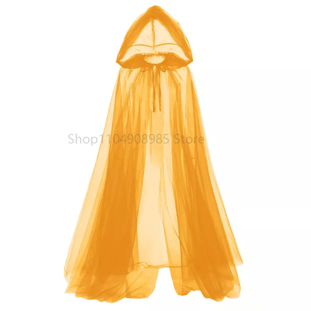 Gothic Punk Cloak Soft Tulle Capes Halloween Costume for Women Starry Stars Party Floor Length Cloak with Hood Cape view 2