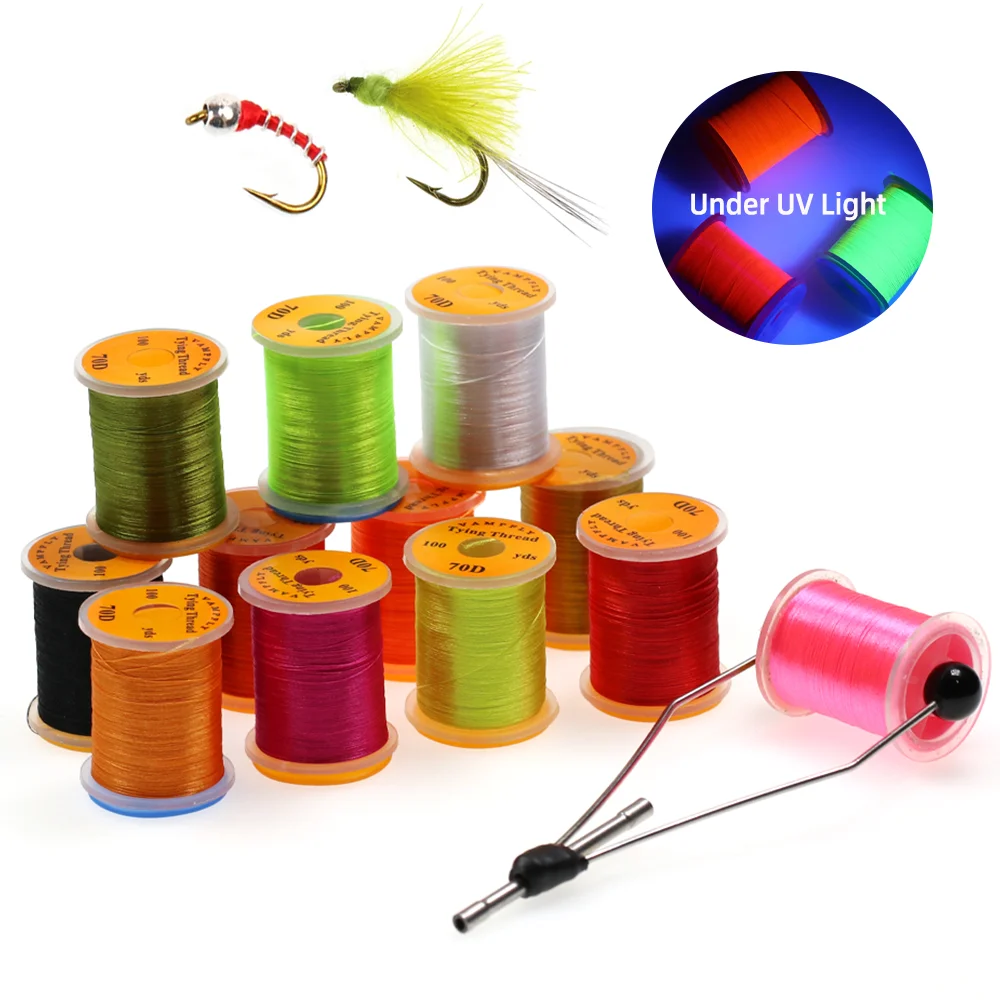 Hilo para atado de moscas de 100 yardas 70D, material de atado de moscas secas pequeñas tipo Zebra Midge Nymph para truchas, percos y pescadillas, señuelos de pesca.