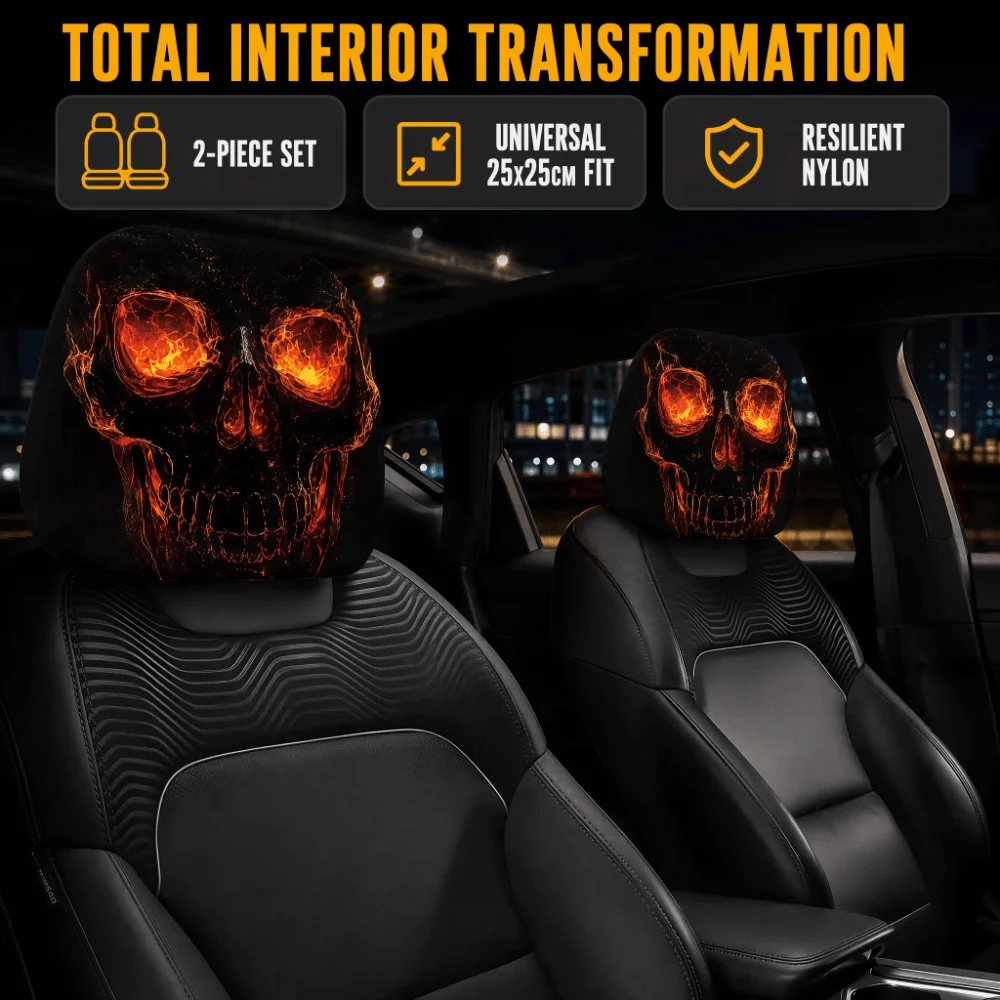 2 Pcs 2D Stretch Car Headrest Covers Ghost Halloween Accessories Car Seat Headcover Funny Elastic Car Interior Decor Halloween