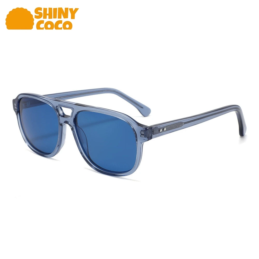 

ShinyCoCo Luxury Brand Cross Border Board Polarized Sunglasses Large Frame Double Beam Uv Protection Women Sunglasses