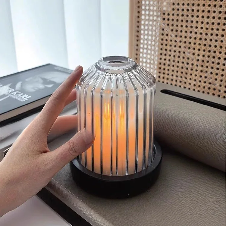 Capa de vidro cristal base de mármore interior e exterior capa de luz ambiente presente