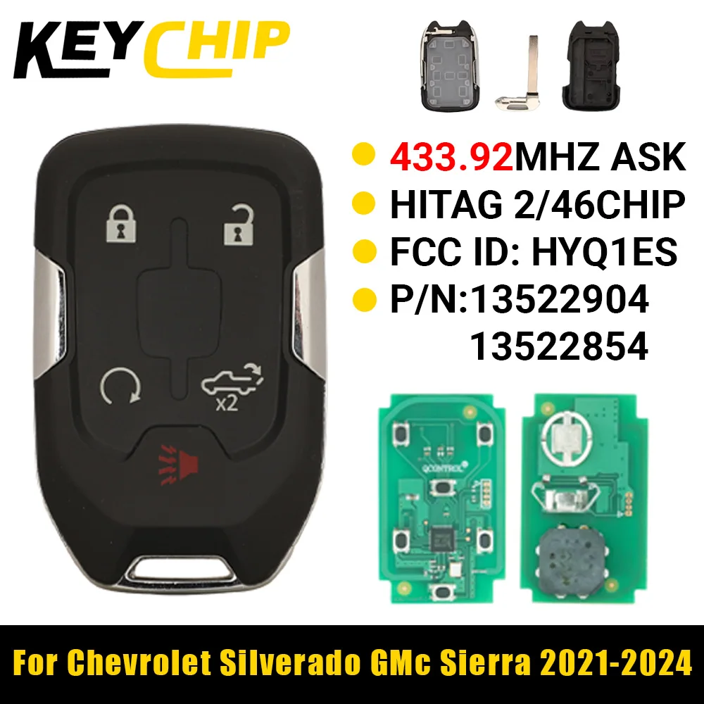KC 433Mhz 46Chip HYQ1ES para Chevrolet Tahoe Suburban Silverado para GMC Acadia Sierra Terrain 2021 2022 2023 2024 llave de coche inteligente