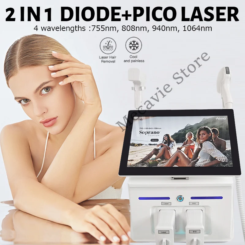 

2025 Модернизированный 4-волновой лазер с двойным эффектом Ice Titanium: удаление волос + ND: YAG Пикосекундное удаление татуировок 4000 Вт Профессиональный класс