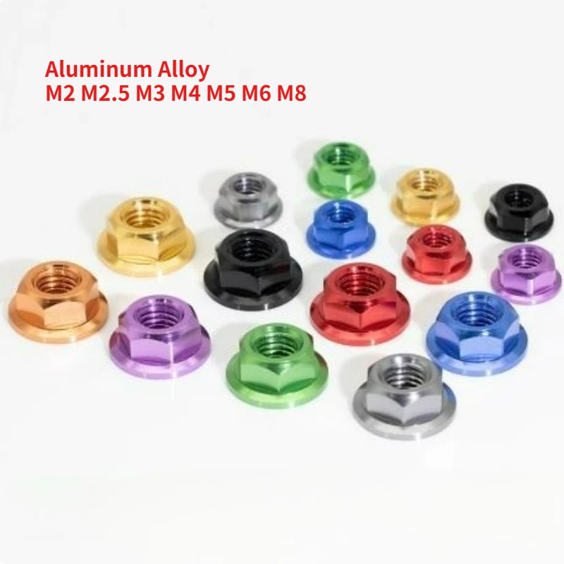 น็อตหกเหลี่ยมอะลูมิเนียมอัลลอยด์หลากสี 4/10 ชิ้น ขนาด M2 M2.5 M3 M4 M5 M6 M8 น็อตหกเหลี่ยมมาตรฐานระบบเมตริก