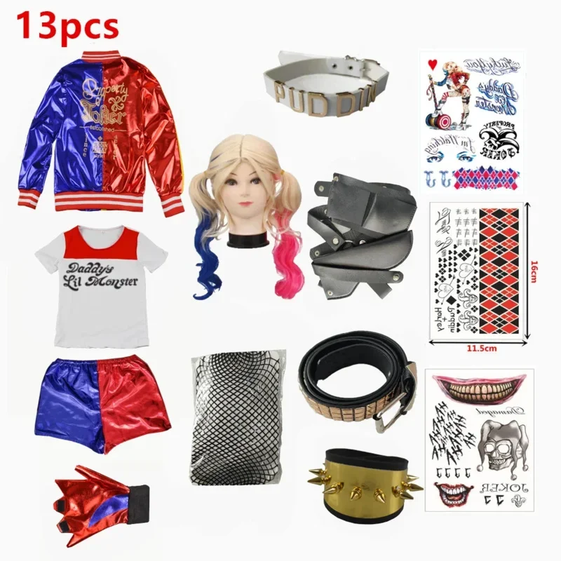 الدب البيت AA المرأة هارلي زي كوين تأثيري الانتحار فتاة فرقة سترة تي شيرت السراويل مجموعات الوحش مهرج سيارة جديد 2025 WKD001