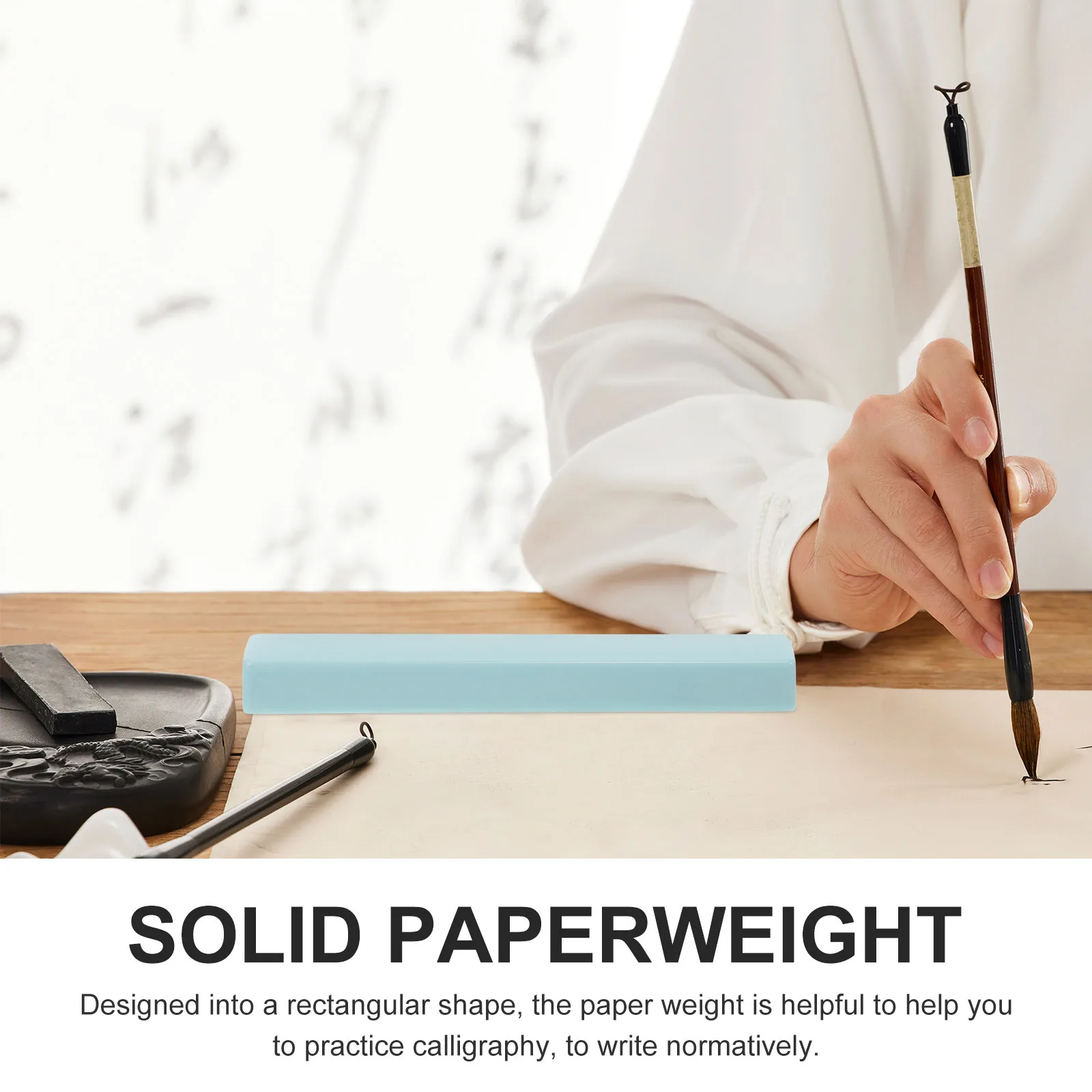 

2pcs Calligraphy Paper Weights Rectangular Plastic Vintage Style Writing Practice Tool For Calligraphy Painting Office Desk