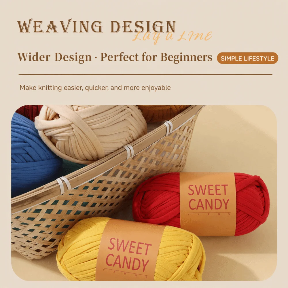 100g Thick Cloth Strip Yarn High Elastic Anti Pilling Chunky T-Shirt Yarn Durable Washable Polyester Knitting Yarn