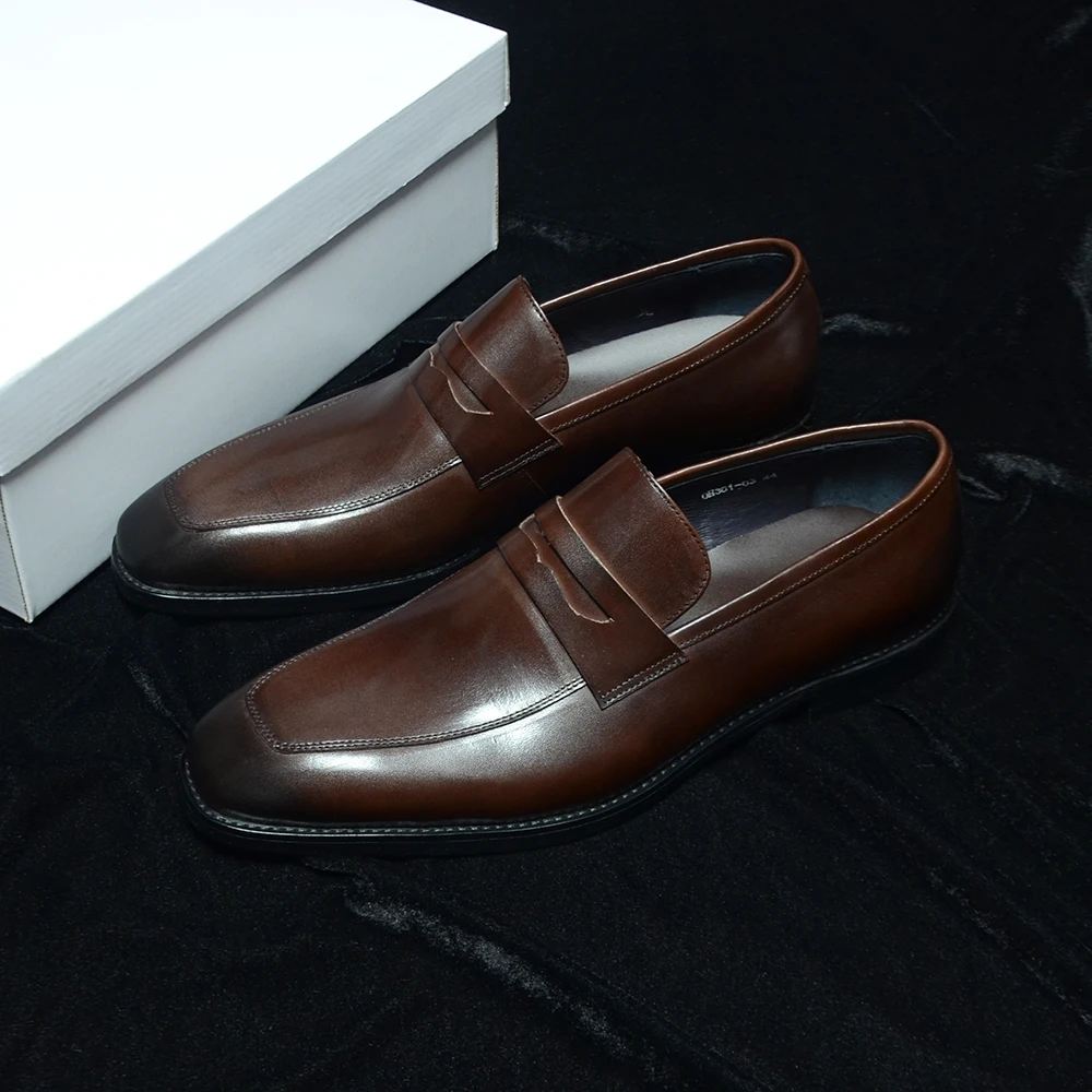 Luxury Men\'s Penny Loafers Genuine Cow Leather High Quality Mens Dress Shoes Brown Black Moccasins Wedding Business Shoes Man