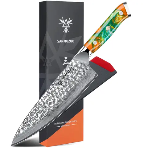 SANMUZUO 8 Inch Chef Knife - YAO Series - Premium Damascus Steel Kitchen Knife with Resin Handle - Suitable for Meat&Vegetables