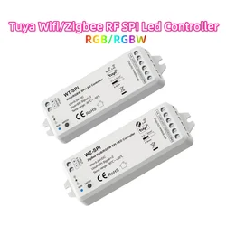 WZ-SPI Zigbee/ WT-SPI WiFi Tuya App 2.4GHz RF RGB/RGBW SPI LED Controller DC5-24V per WS2811 2812B SK6812 SPI LED Strip Light