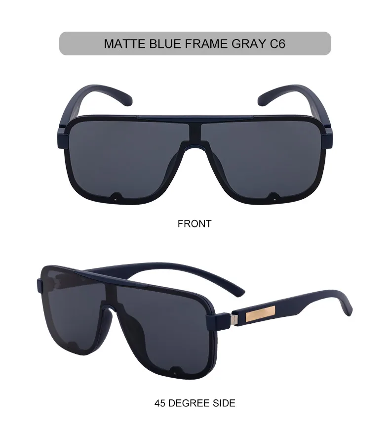 Polarisierte Klassische Quadratische Sonnenbrille für Herren mit Großem Rahmen 2026 Luxusmarke Punk Shield Goggle Sonnenbrille für Männer UV400 Eyewear Shades – Detail 20