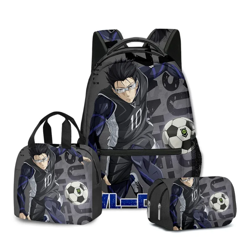 3D New Blue Lock Anime Creative Cartoon Primary and Secondary School Students Schoolbag Backpack Lunch Bag Pencil Bag School Bag
