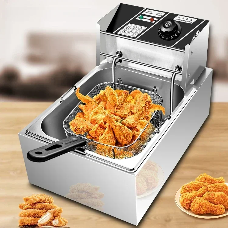 Electric Fryer Commercial Deep Frying Pan Multi-Functional Thickened Stall Large Capacity Fried Chicken Fries Fryer Single