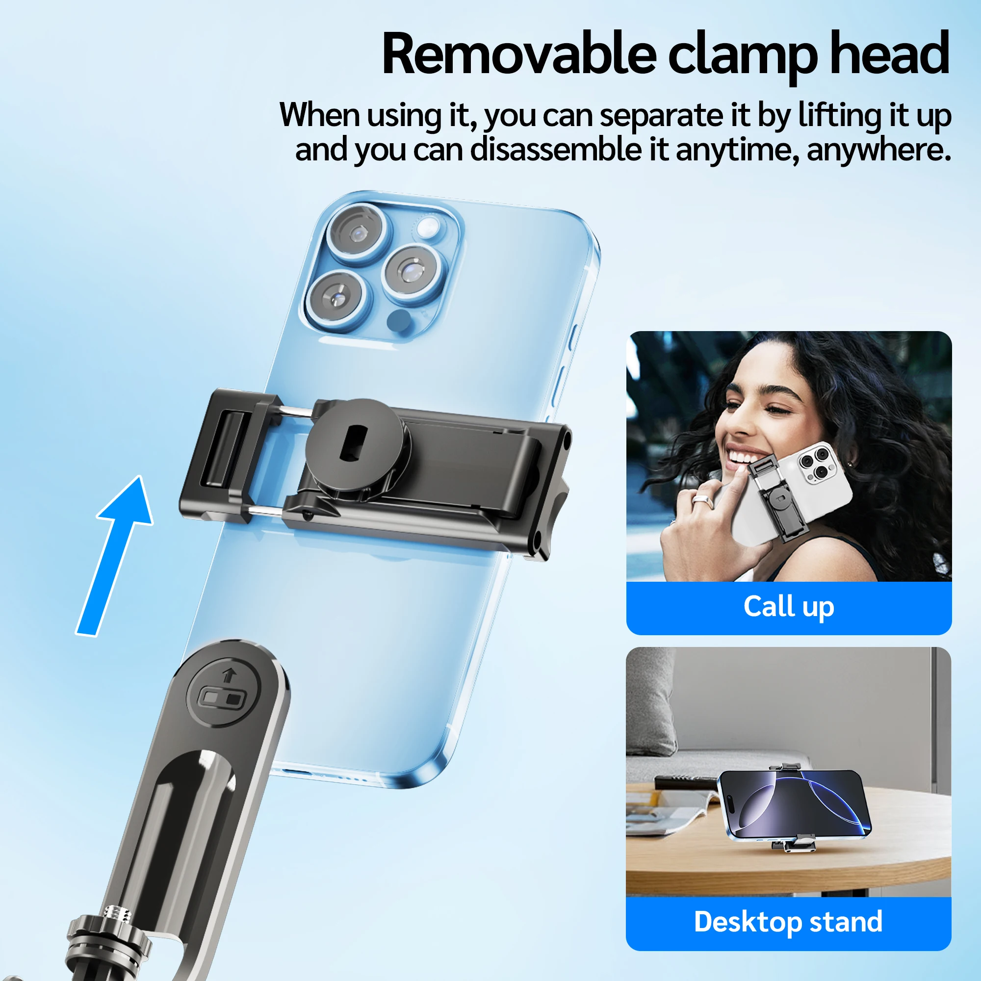 TT05 175 cm Auto Pop Open Statief Telescopische Selfie Stick Bluetooth Afstandsbediening 1/4 ''Schroef 360 °   Telefoonhouder draaien voor vlog/video