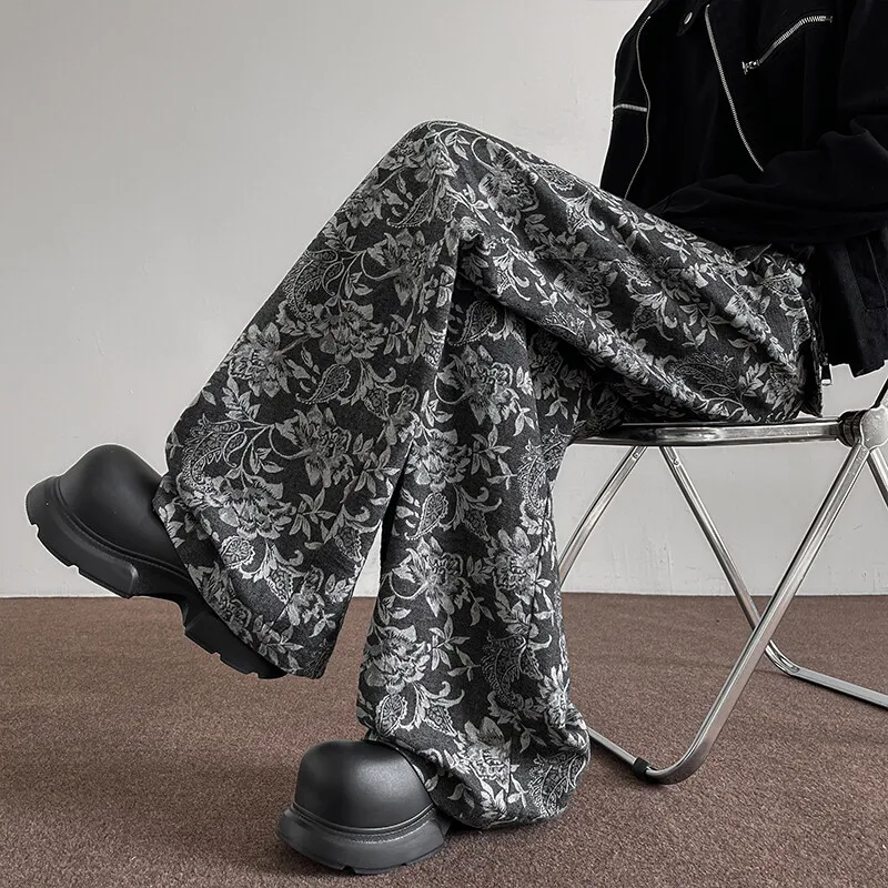 

2025 Spring NEW men pants Pattern Baggy Casual Sweatpants Hip Hop gothic men wide leg trousers streetwear Fashion trend JJ483