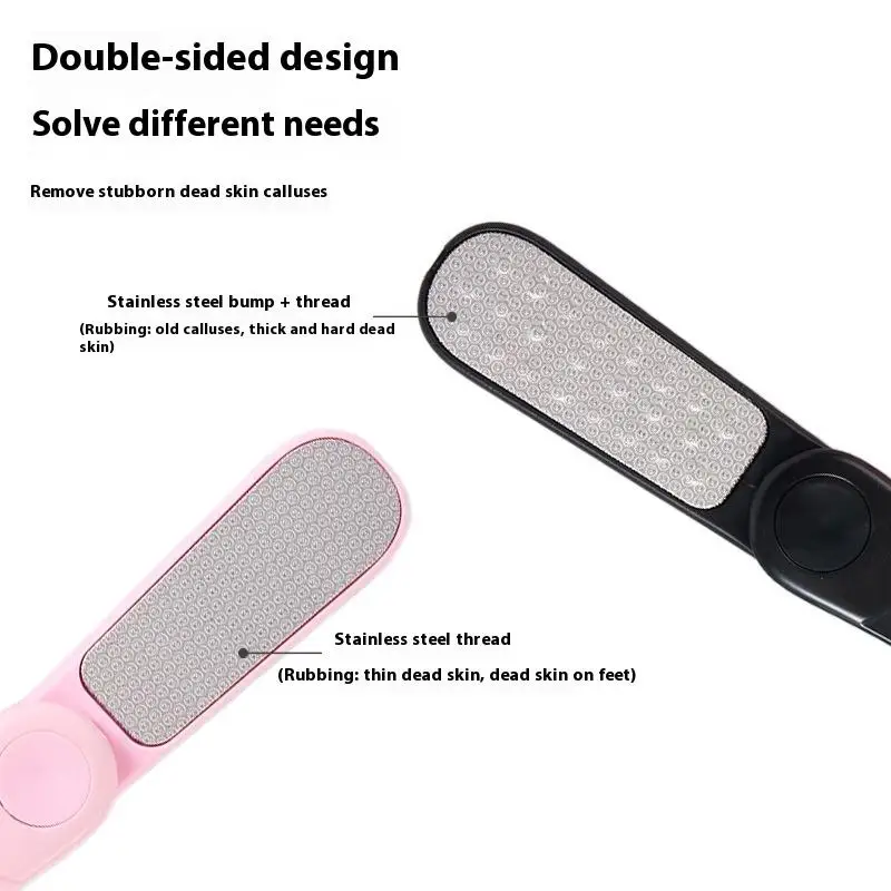 Składany dwustronny pilnik do stóp ze stali nierdzewnej do usuwania zrogowaceń, profesjonalne narzędzia do pedicure, skrobak do zrogowaceń.